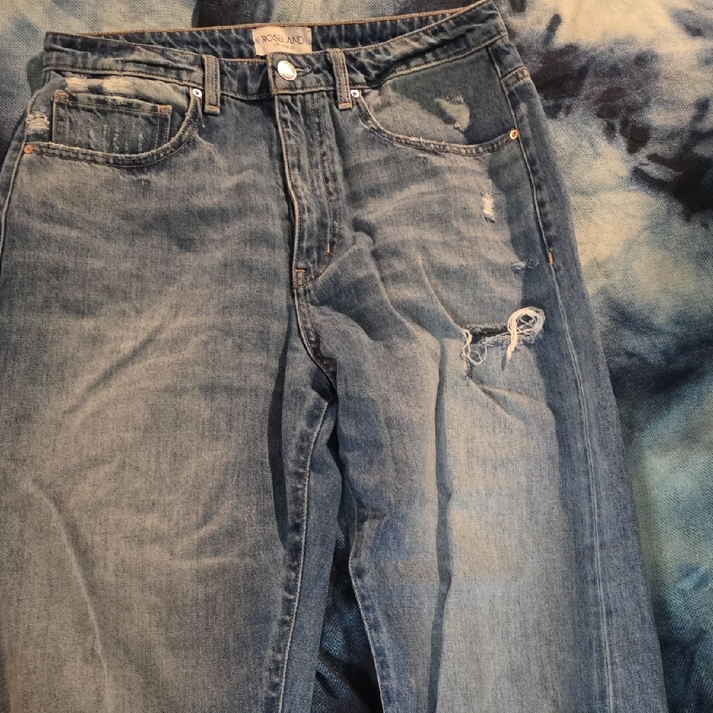 Men's Roseland Los Angeles Distressed, Ripped Light Blue Jeans